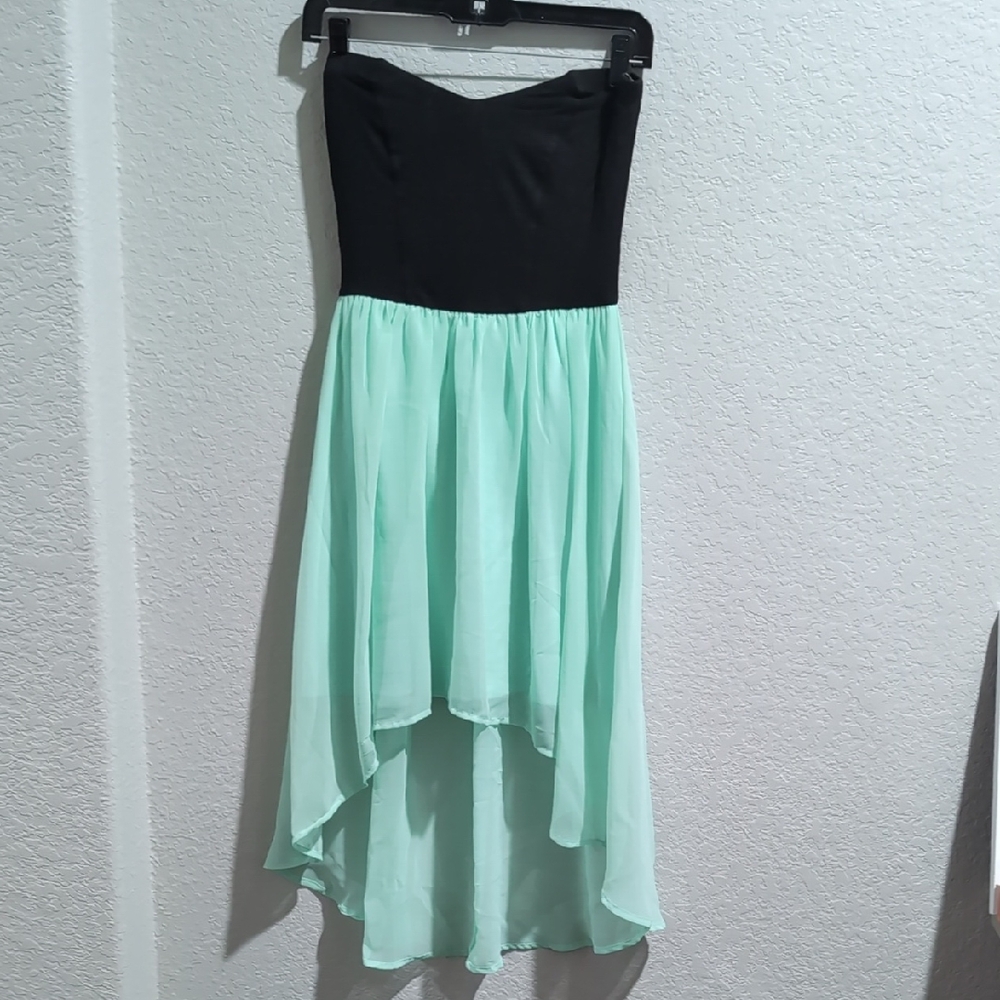 Wet Seal Black and Green High Low Dress